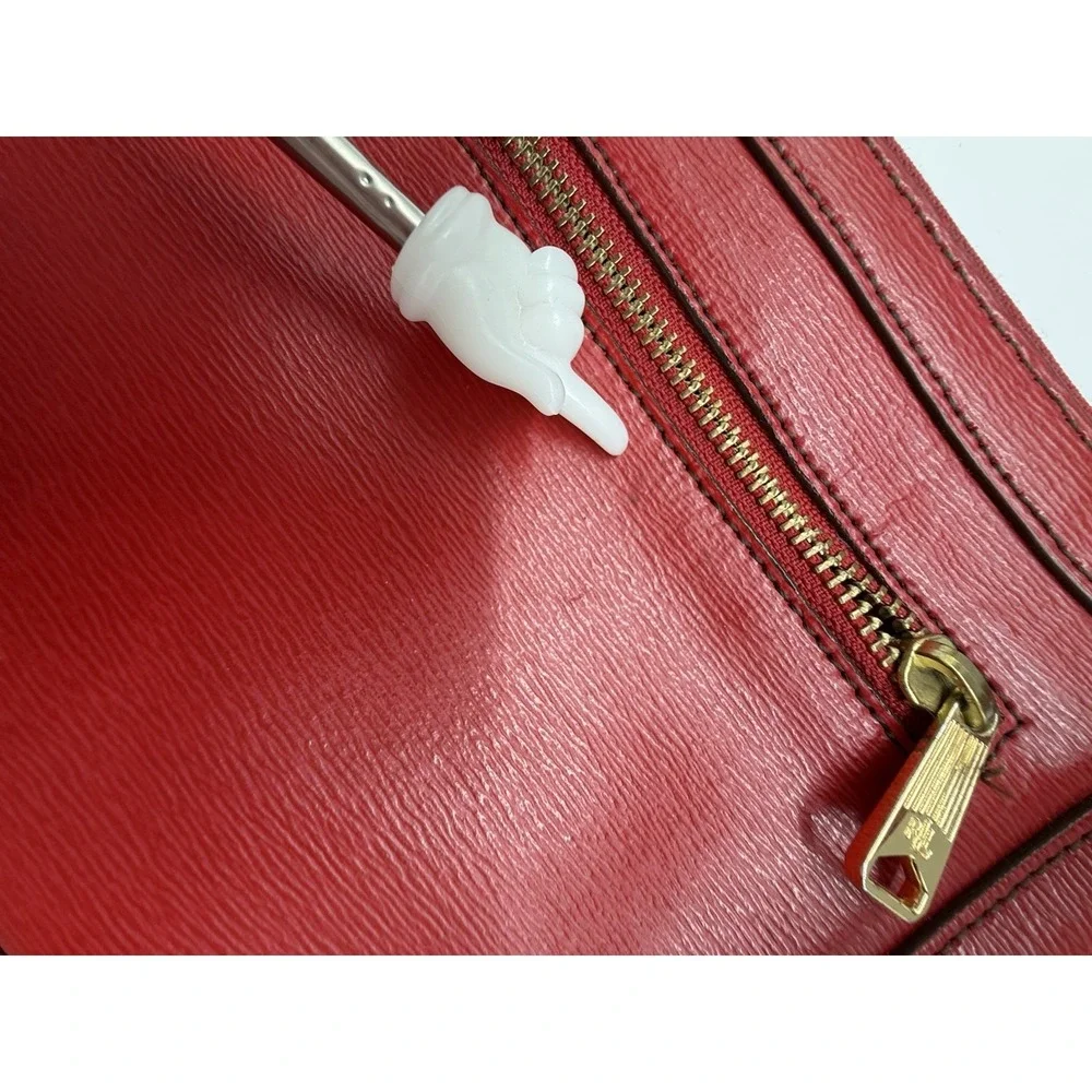 LRL Lauren Ralph Lauren Vintage Red Leather Gold‎ Zipper Purse Handbag